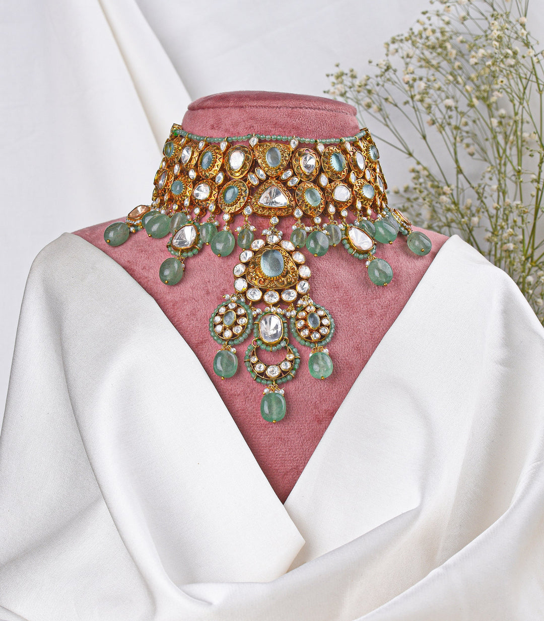 SADHIKA GREEN MOISSANITE NECKLACE