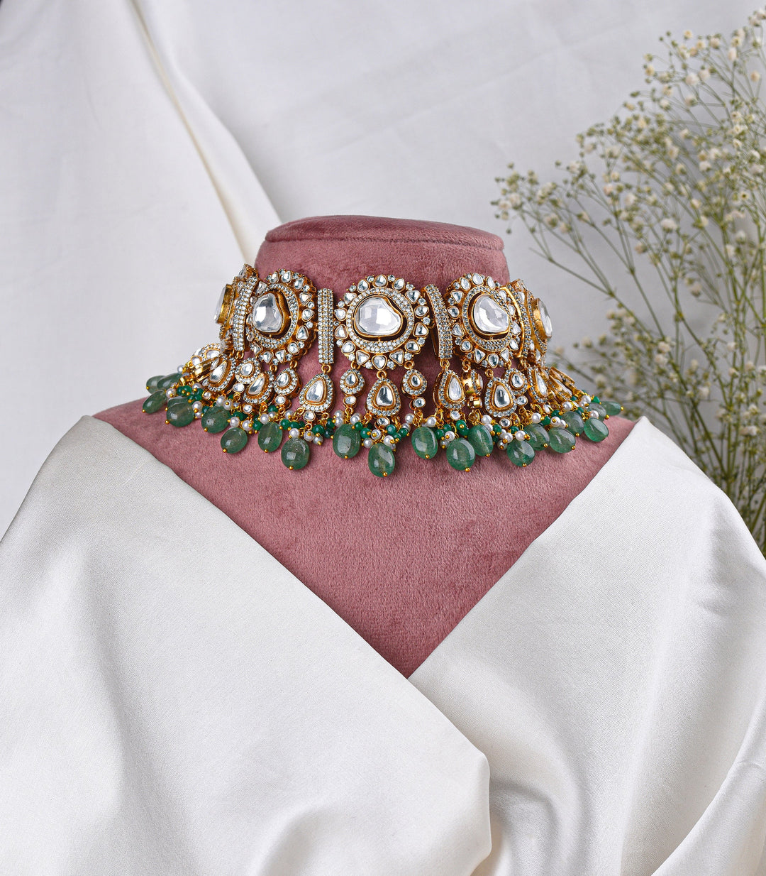 LAVANYA ANTIQUE GREEN POLKI CHOKER