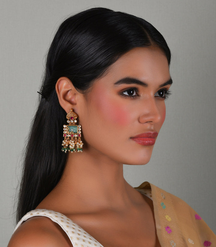 HIMANSHI RED & GREEN PENDANT SET