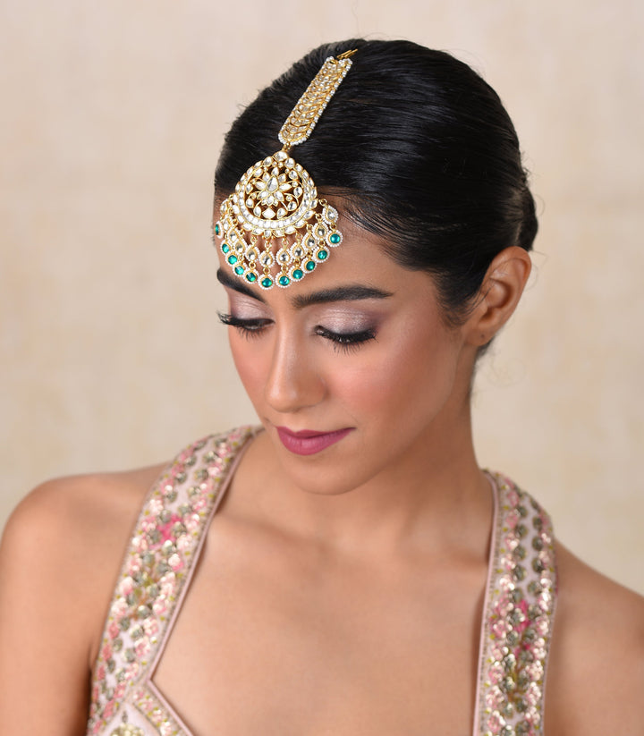 HARSHITA GREEN KUNDAN TIKA