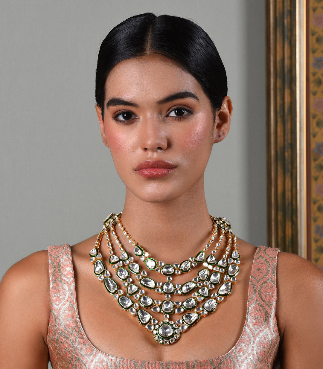 YASHMITA GREEN POLKI NECKLACE SET