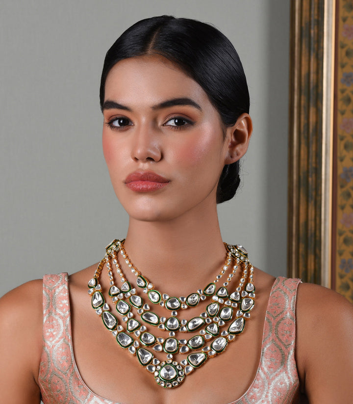 YASHMITA GREEN POLKI NECKLACE SET