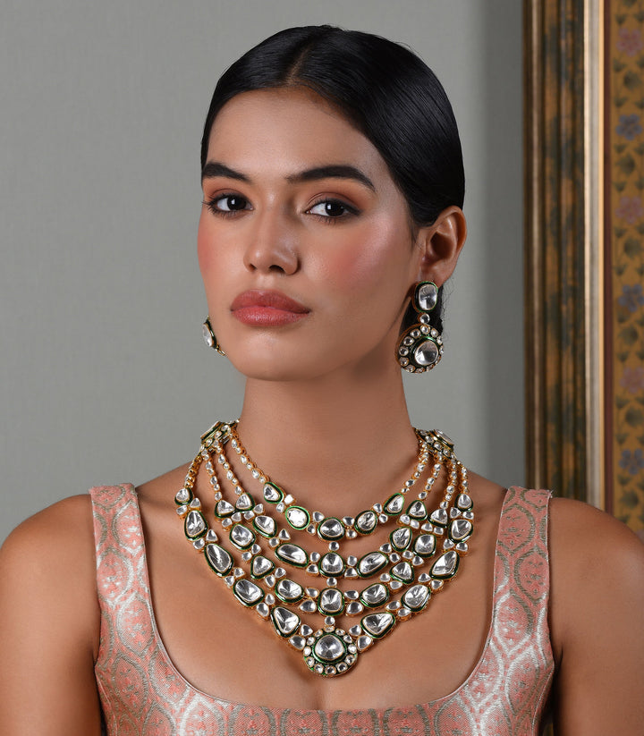 YASHMITA GREEN POLKI NECKLACE SET