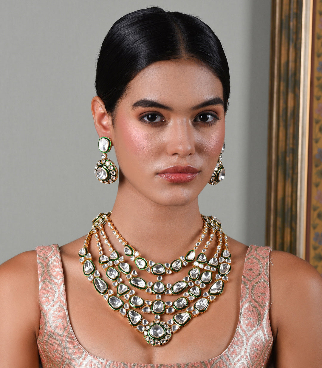 YASHMITA GREEN POLKI NECKLACE SET
