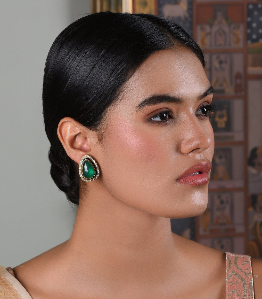 Mayuki Green Two Line Necklace Set