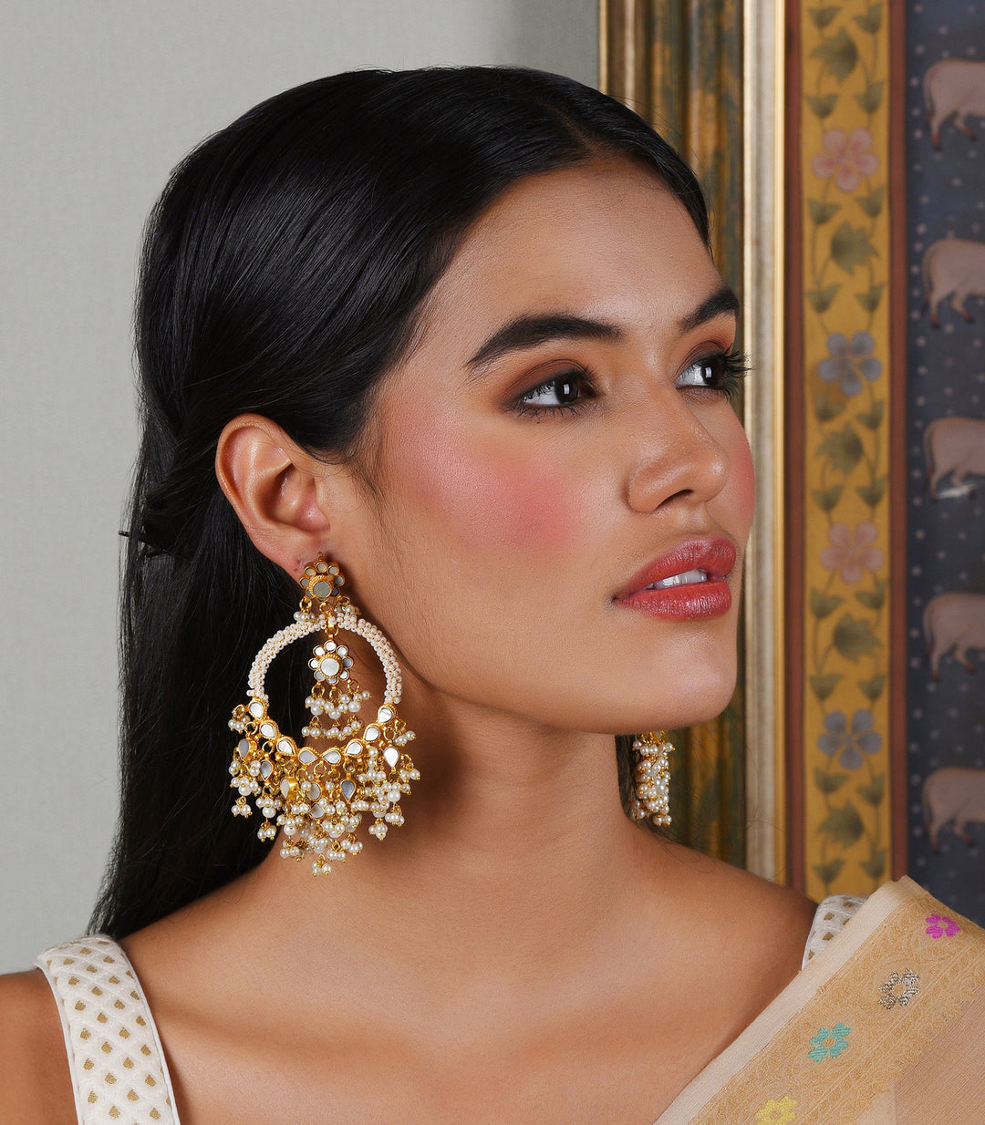 SADHVI MOTHER OF  PEARL EARRING