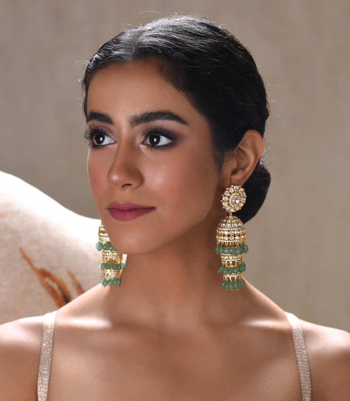 JAYASWI GREEN MOISSANITE JHUMKA