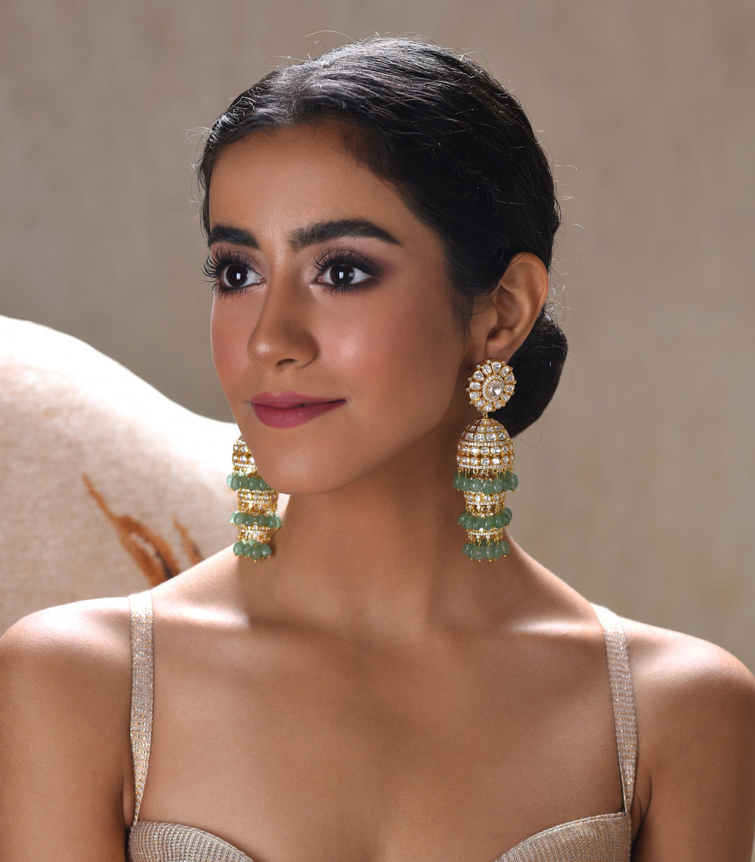 JAYASWI GREEN MOISSANITE JHUMKA