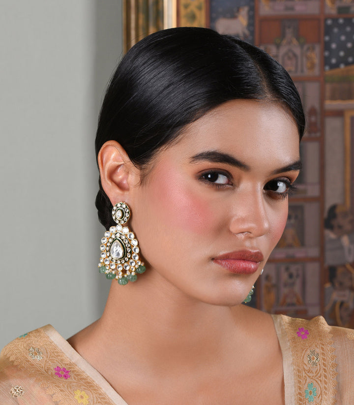 KARALIKA GREEN MEENA POLKI NECKLACE SET