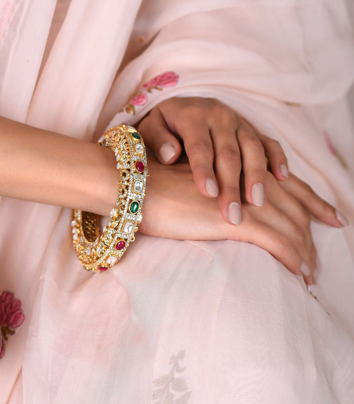 SADHIKA RED & GREEN POLKI BANGLE