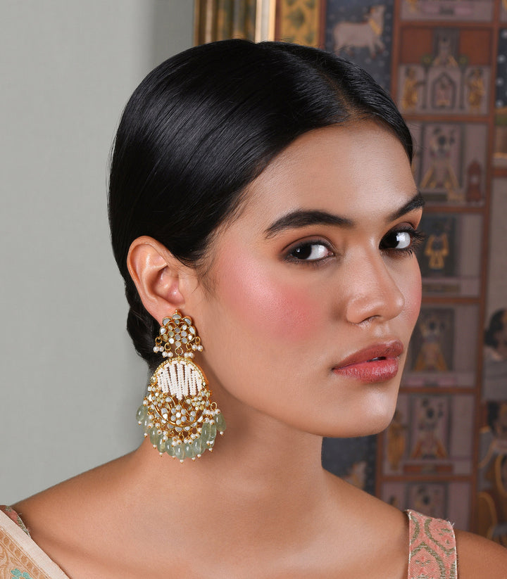 HIMANSHI GREEN MOTHER OF PEARL CHANDBALI