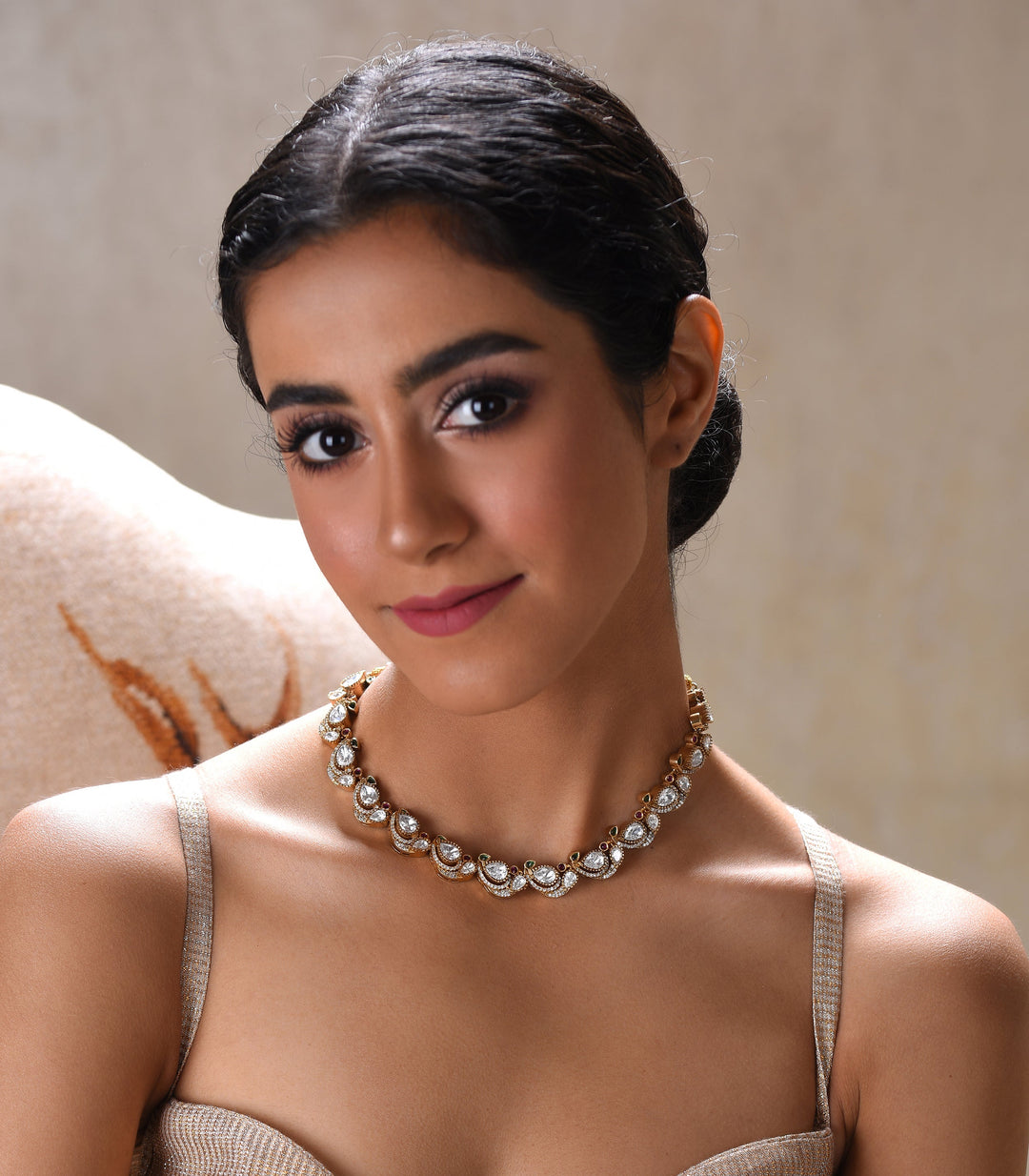 MENKA RED & GREEN POLKI NECKLACE SET