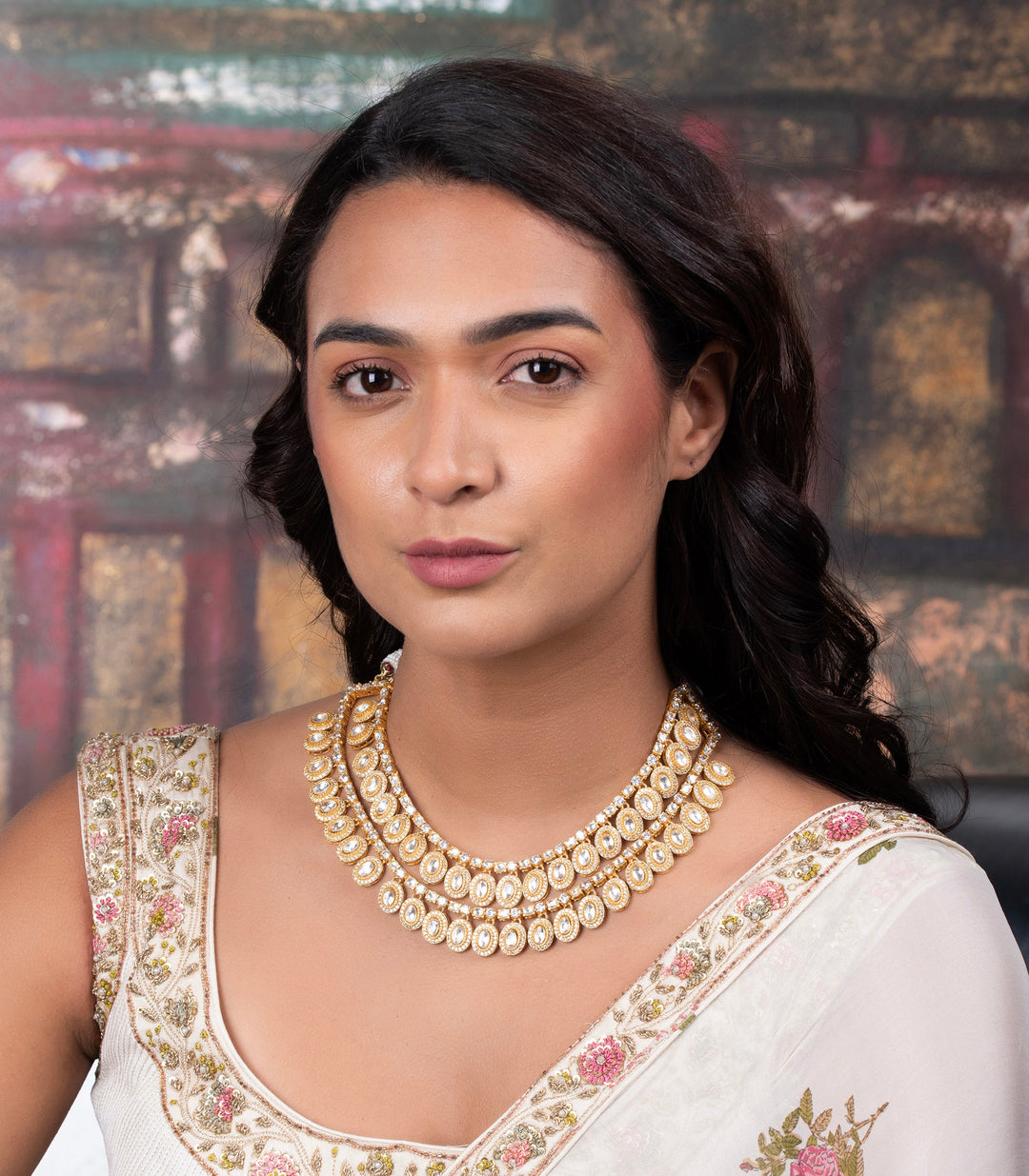 Kaveri Two Line Polki Necklace Set