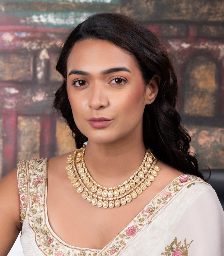 Kaveri Two Line Polki Necklace Set