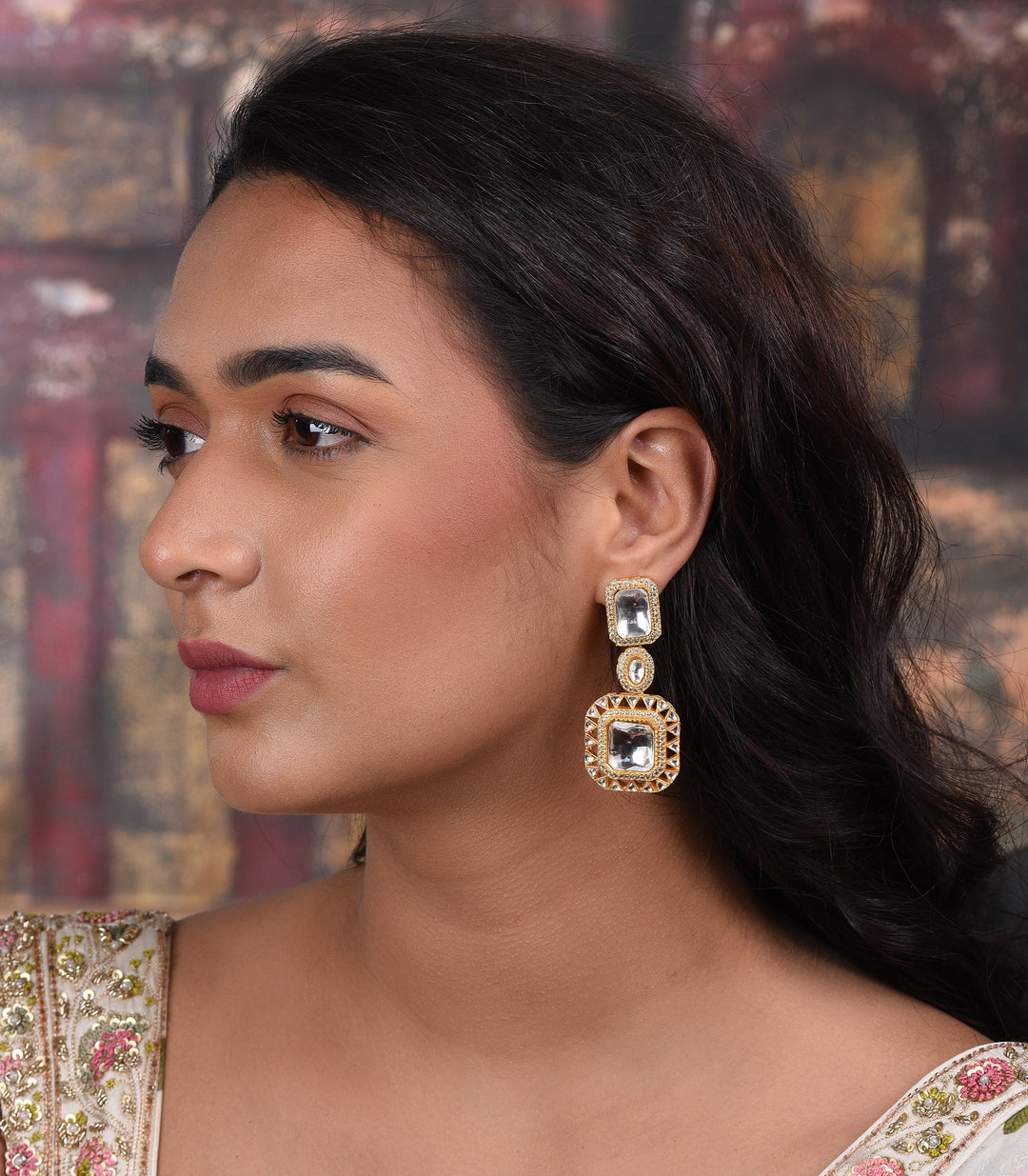 Kaveri Two Line Polki Necklace Set