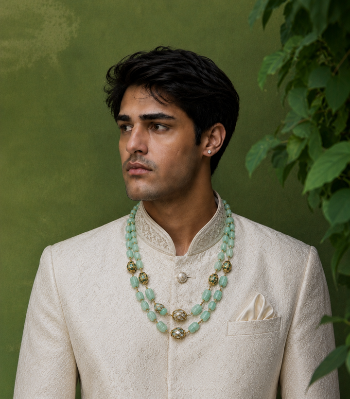 PALLAVI MINT KUNDAN LONG NECKLACE