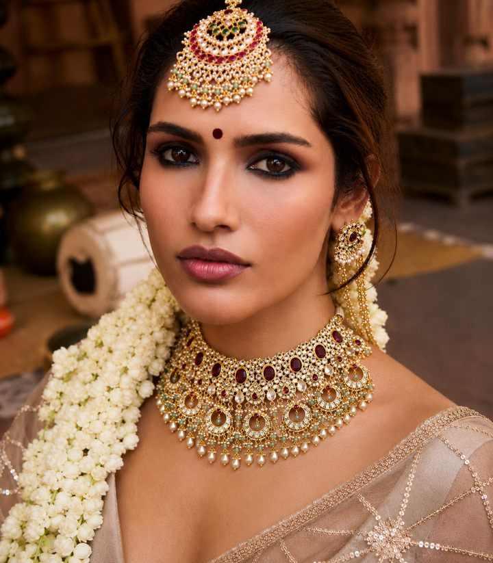 MAHITA RODO LIGHT KUNDAN NECKLACE SET