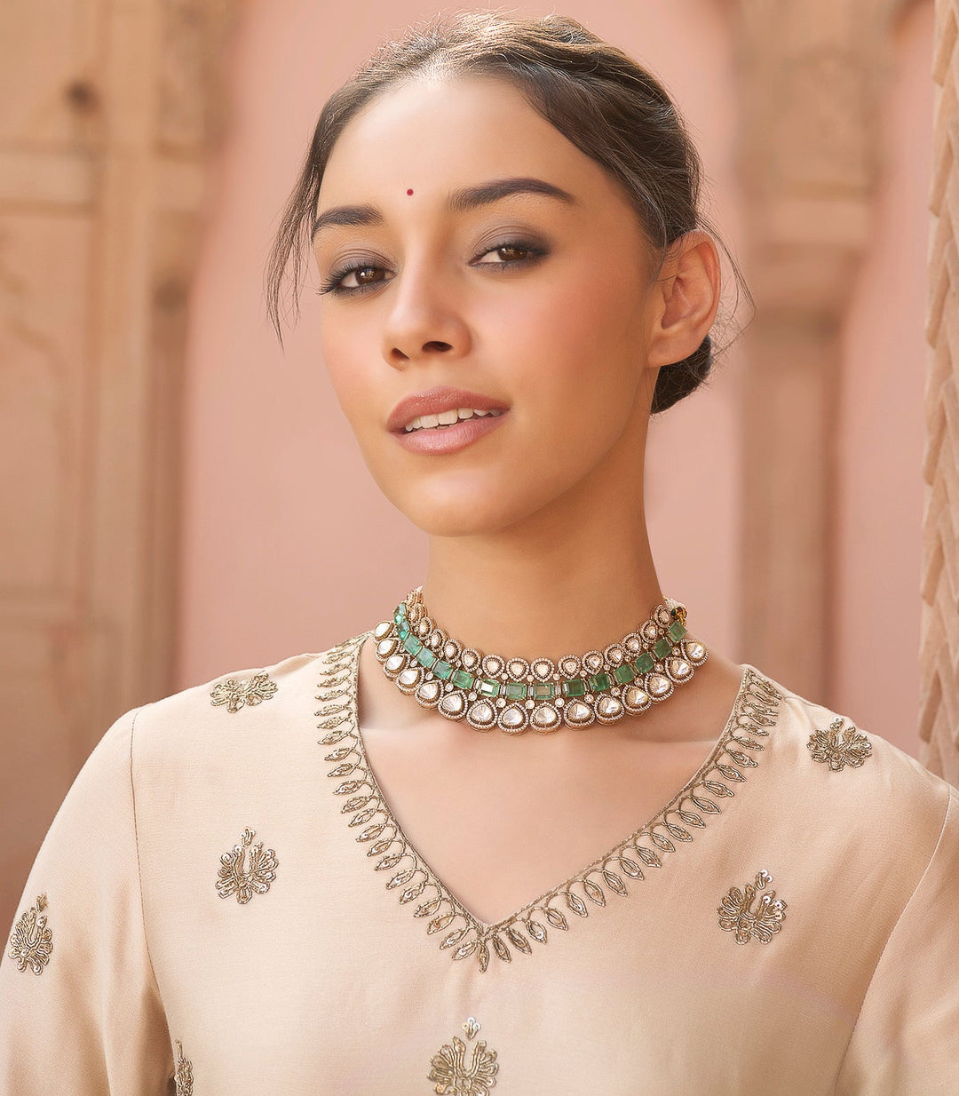 ANJANA GREEN KUNDAN NECKLACE SET