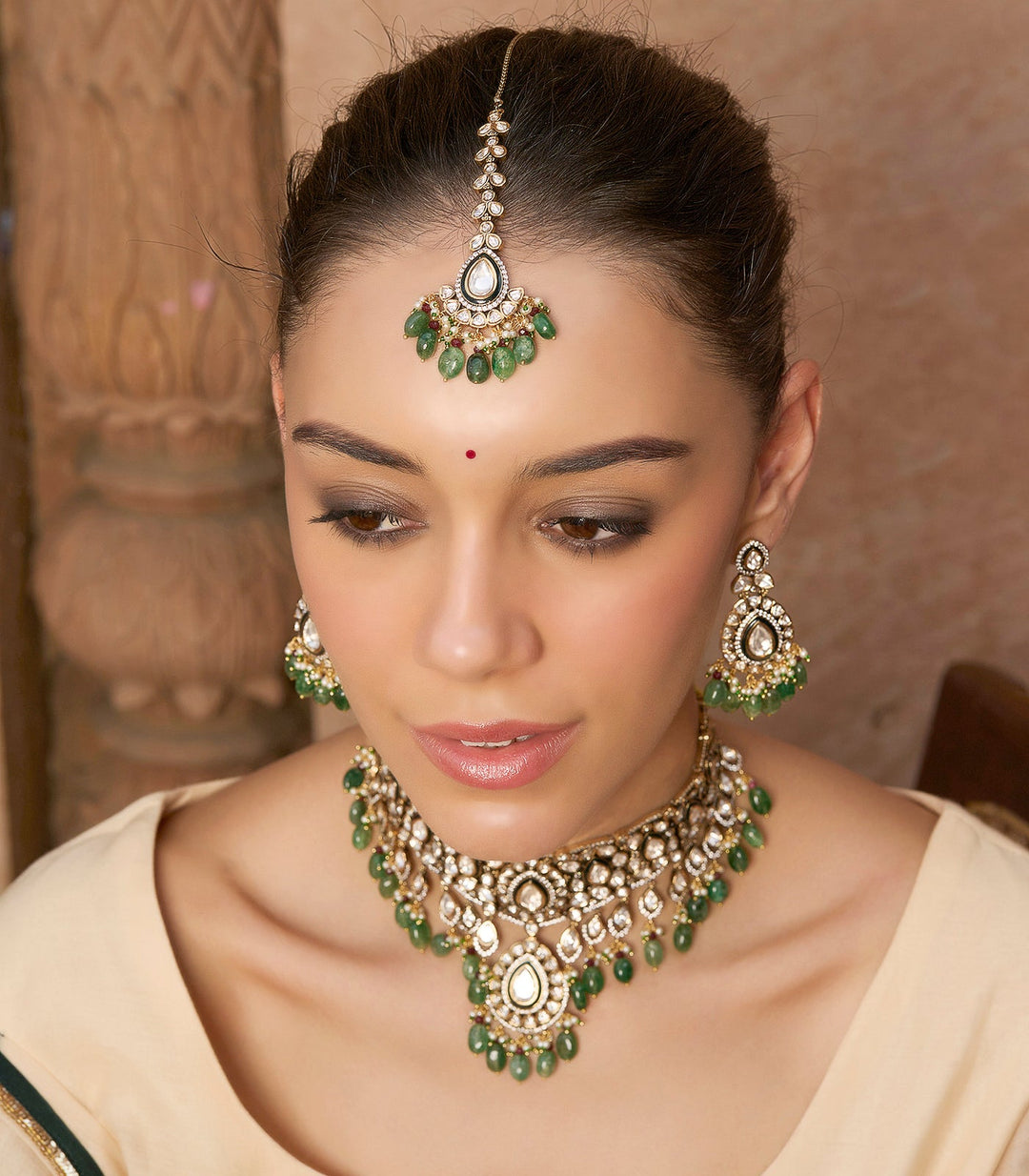 AASHI MINT POLKI NECKLACE SET