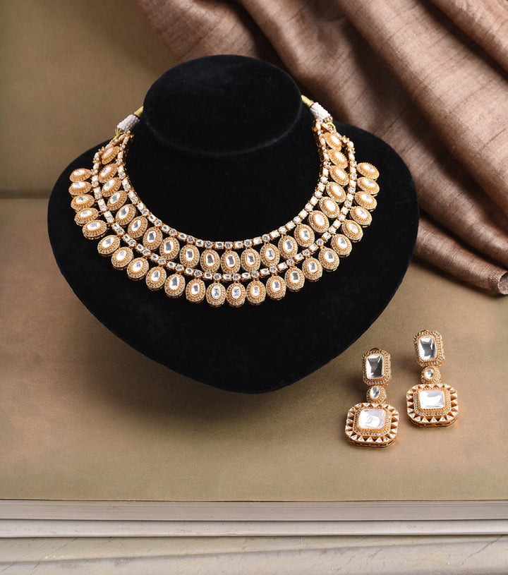 Kaveri Two Line Polki Necklace Set