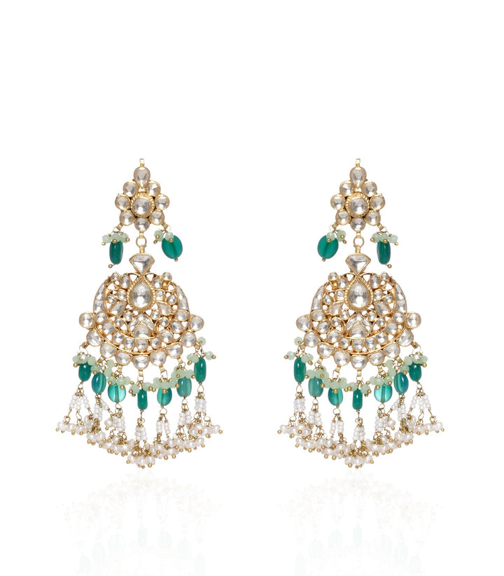 RUDRAKALI GREEN KUNDAN EARRING