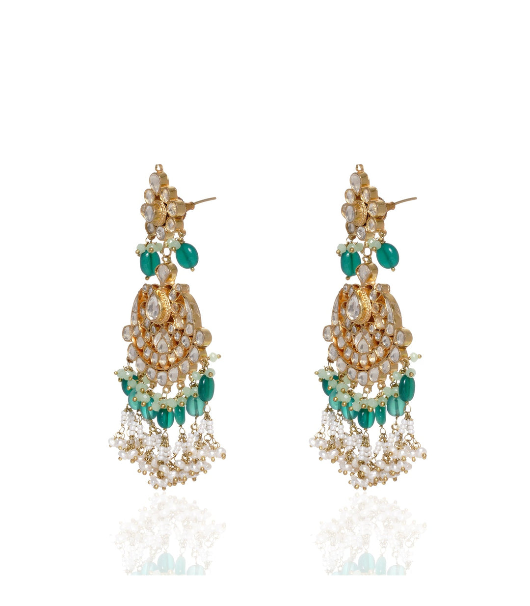 RUDRAKALI GREEN KUNDAN EARRING