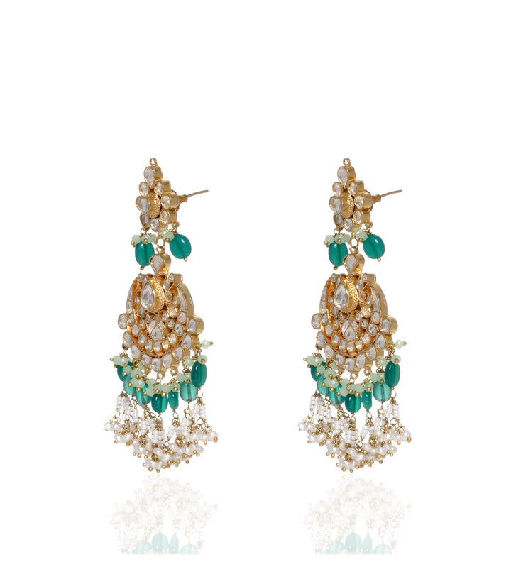 RUDRAKALI GREEN KUNDAN EARRING
