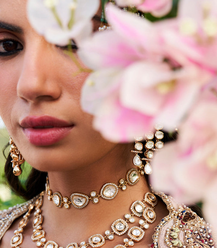 Prakruti Single Line Polki Necklace Set
