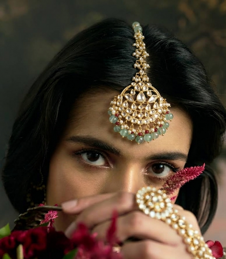 KAVYA RED & GREEN MOISSANITE TIKA