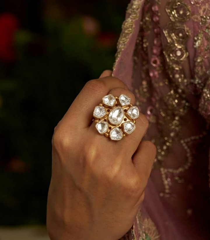 ELENA GOLD PLATED POLKI RING