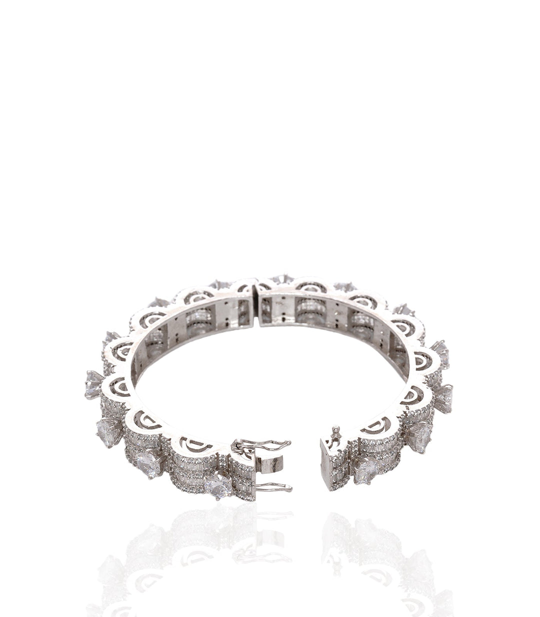 SILVER ZIRCON CHARM BANGLES SET OF 2