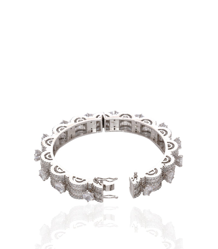 SILVER ZIRCON CHARM BANGLES SET OF 2