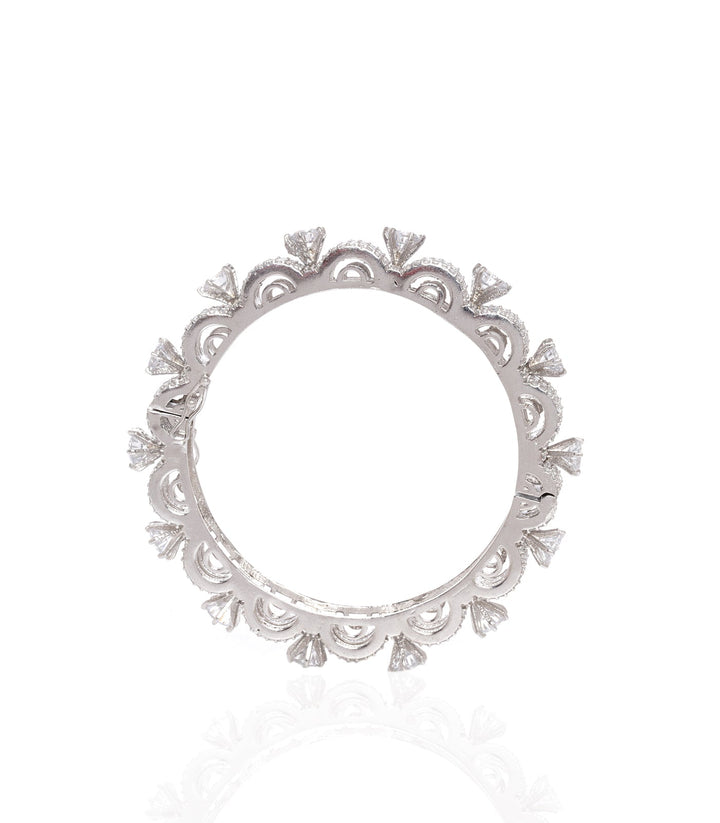 SILVER ZIRCON CHARM BANGLES SET OF 2