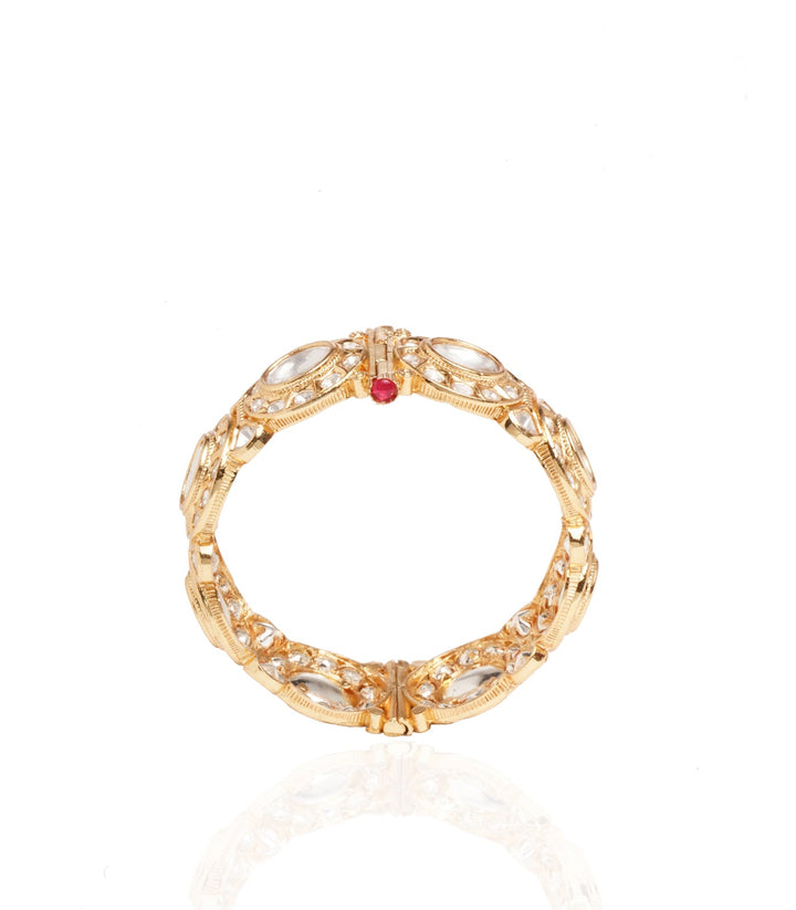 GOLD PLATED BIG POLKI KUNDAN BANGLES