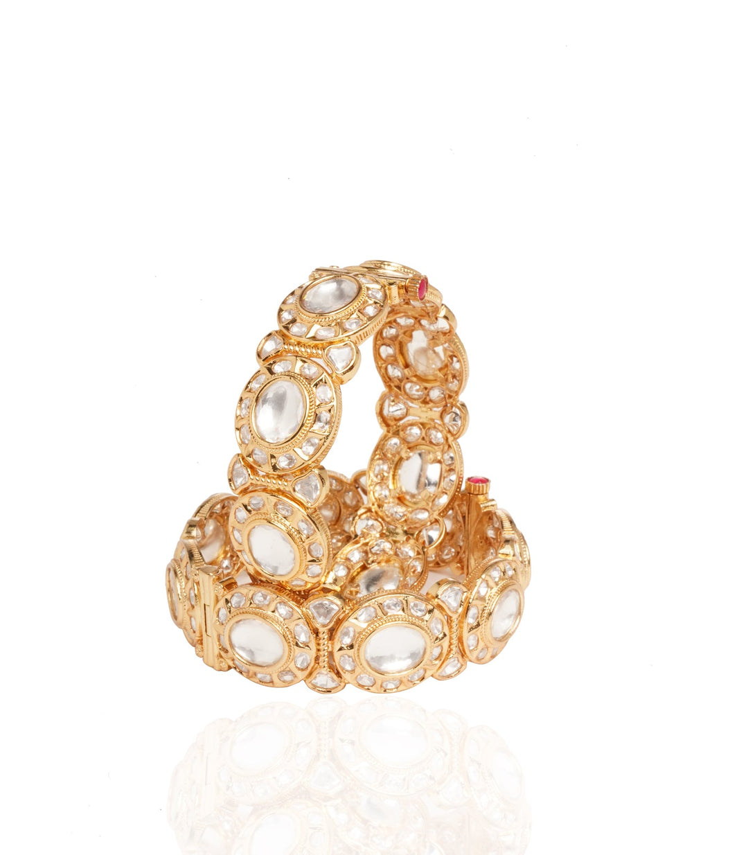 GOLD PLATED BIG POLKI KUNDAN BANGLES