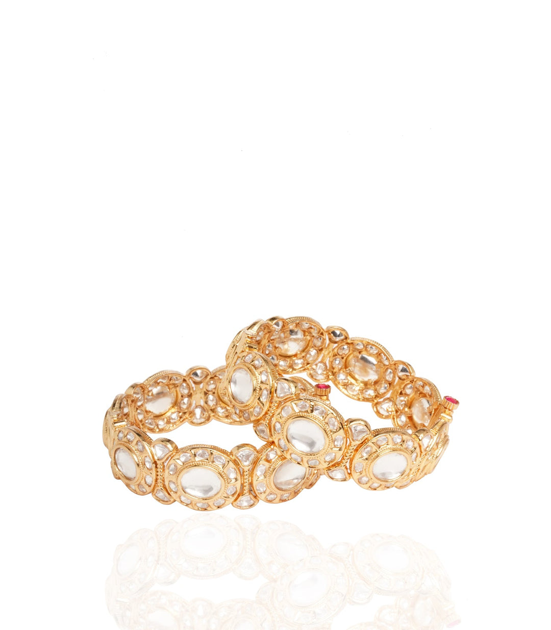 GOLD PLATED BIG POLKI KUNDAN BANGLES