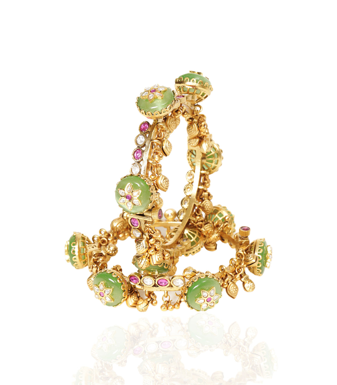 ALKA RED & MINT POLKI BANGLES