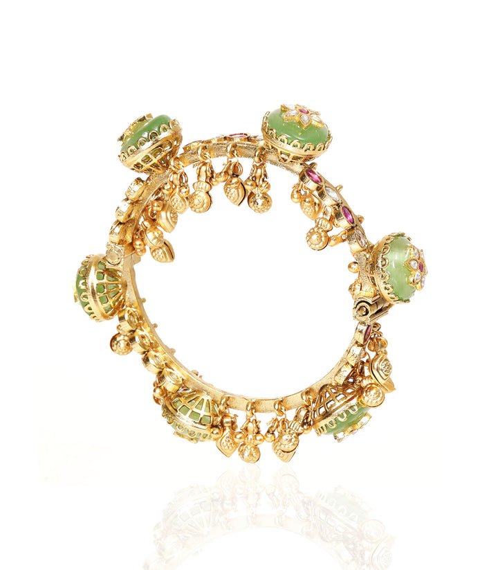 ALKA RED & MINT POLKI BANGLES