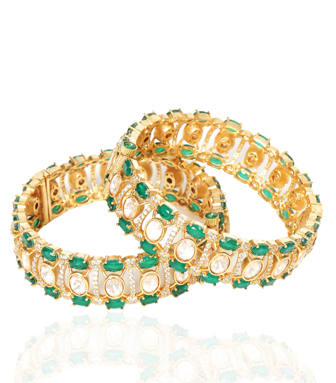 AMBIKA GREEN GOLD PLATED MOISSANITE BANGLES
