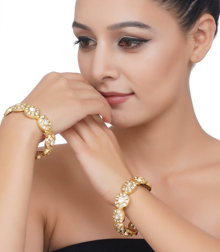PADMAVATI GOLD PLATED MALINI KUNDAN BANGLES