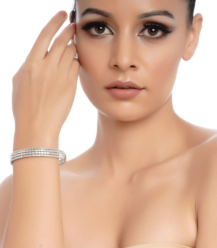 WHITE FINISH ZIRCON BANGLES