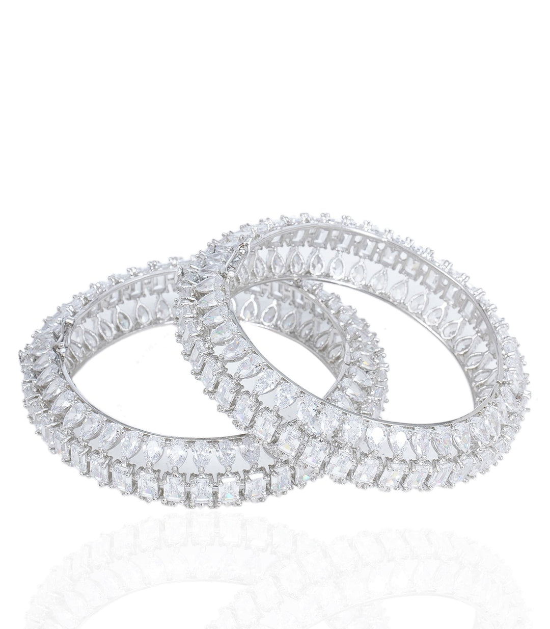 ADELINA SILVER FINISH ZIRCON BANGLES