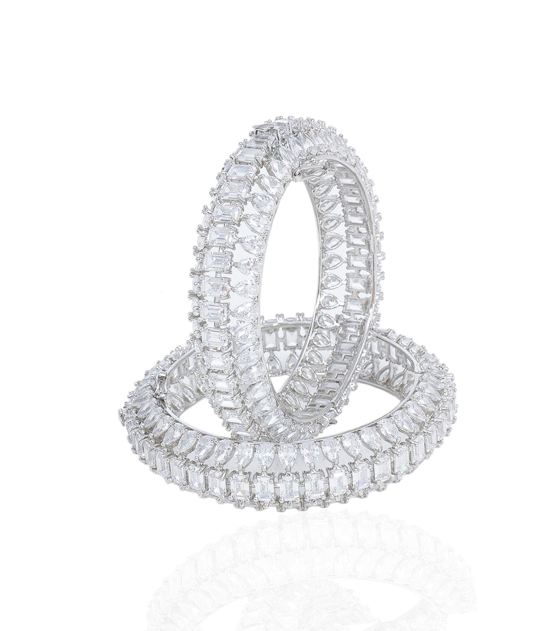 ADELINA SILVER FINISH ZIRCON BANGLES