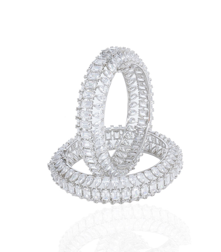 ADELINA SILVER FINISH ZIRCON BANGLES