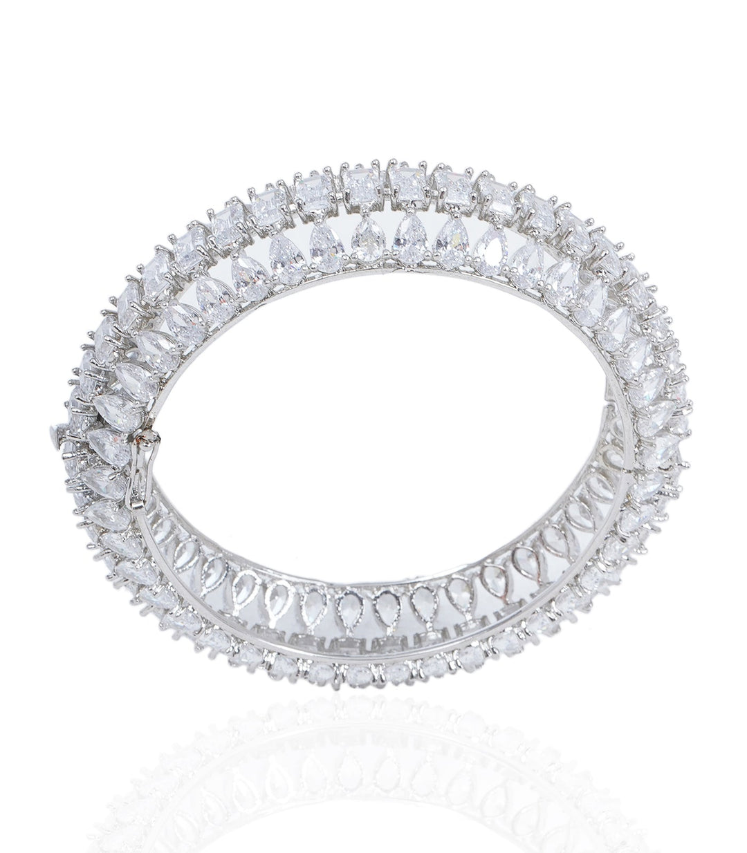 ADELINA SILVER FINISH ZIRCON BANGLES