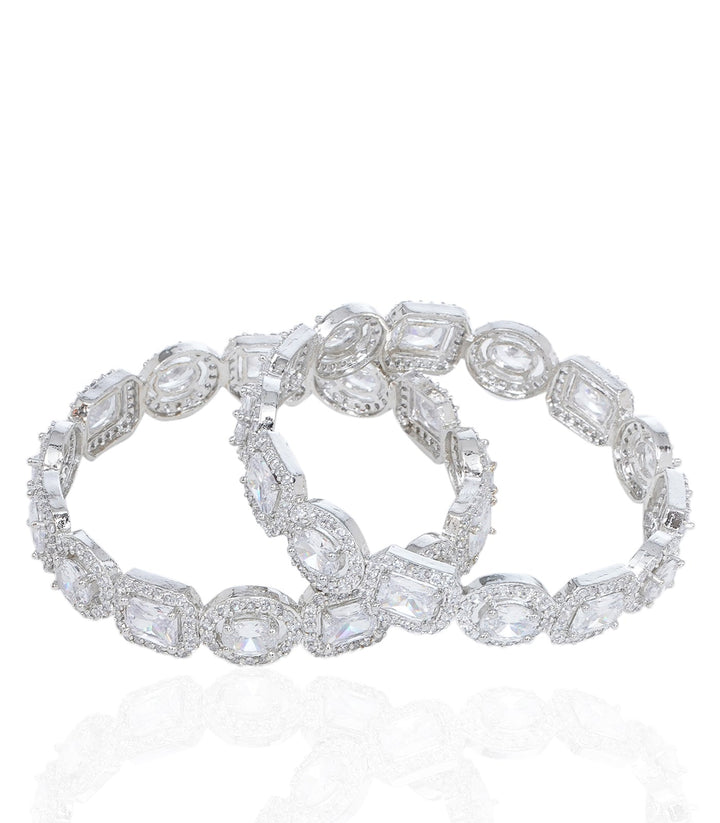 AMINA SILVER FINISH ZIRCON BANGLES