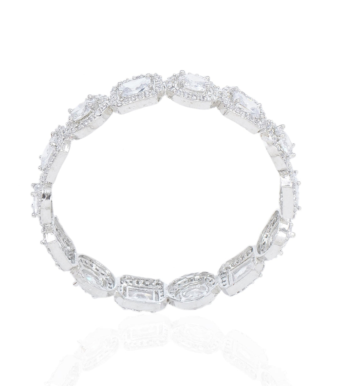 AMINA SILVER FINISH ZIRCON BANGLES