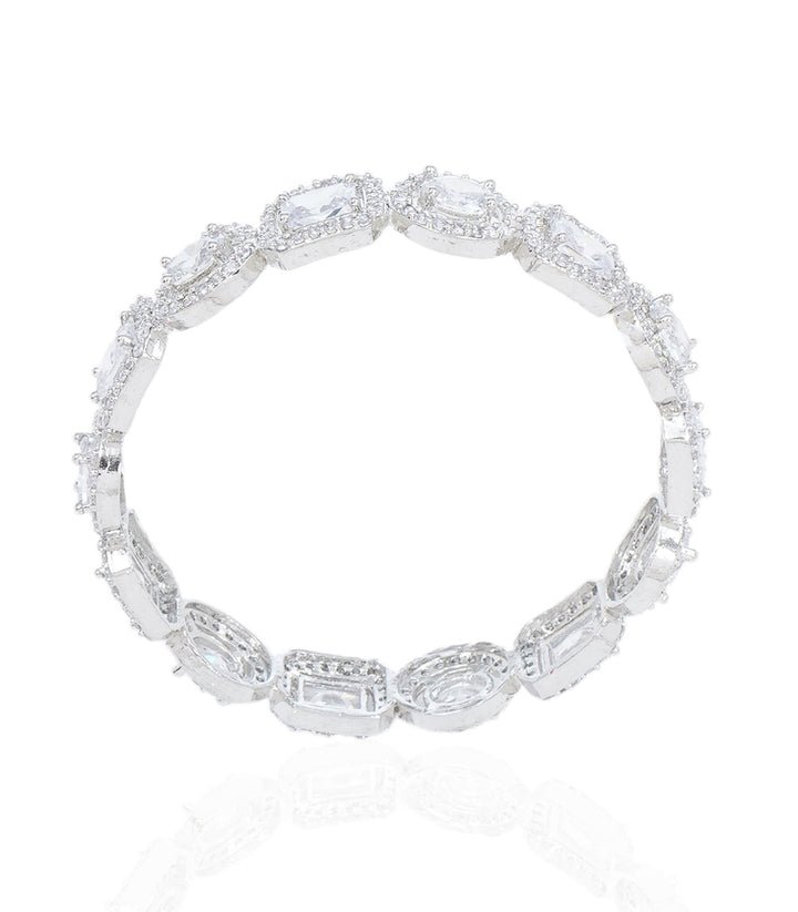 AMINA SILVER FINISH ZIRCON BANGLES