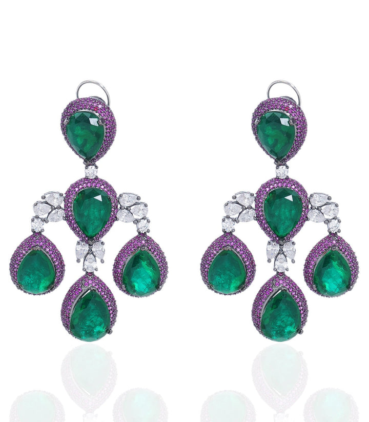 KALPNA GREEN ZIRCON STATEMENT EARRING