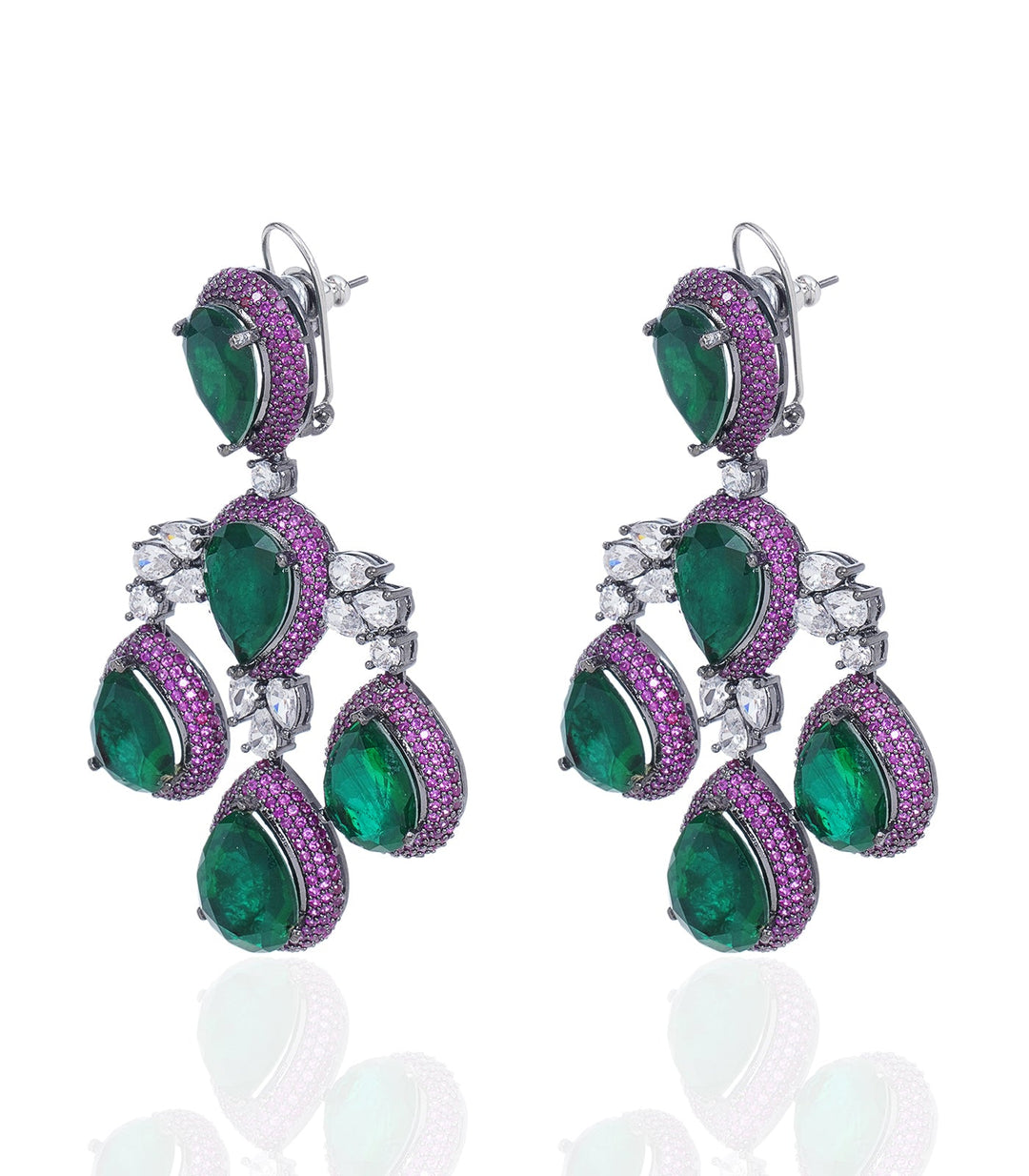 KALPNA GREEN ZIRCON STATEMENT EARRING